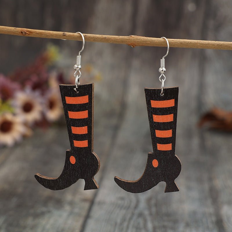 Alloy Wooden Boots Earrings - Coastal Free Spirit