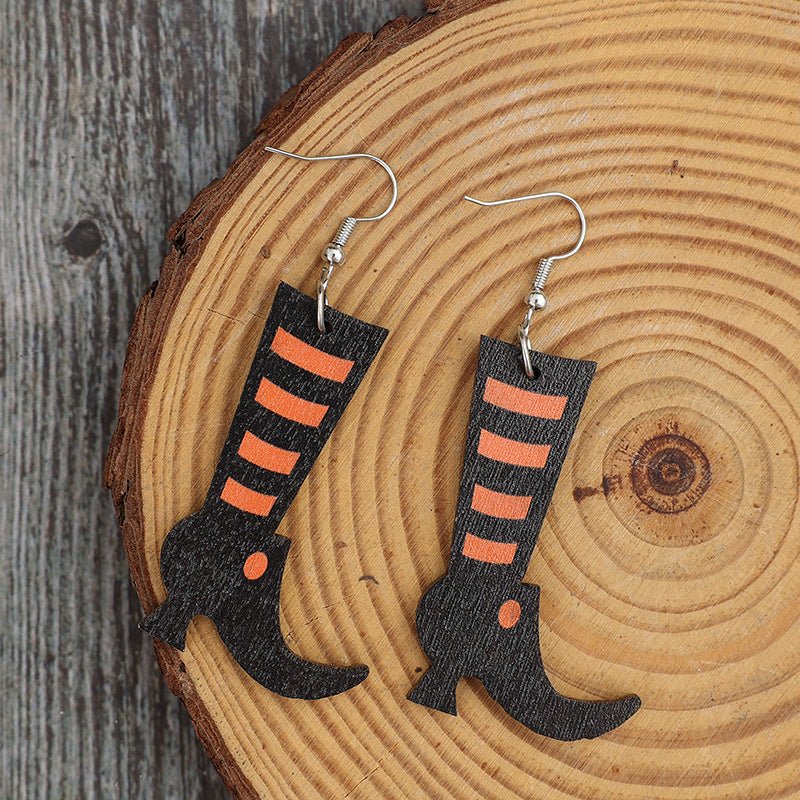 Alloy Wooden Boots Earrings - Coastal Free Spirit