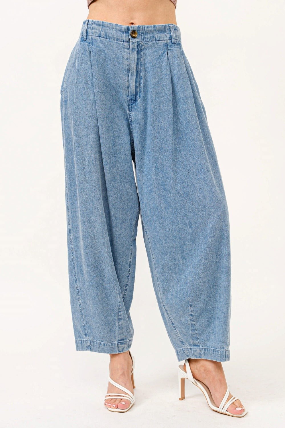 And The Why Elastic Back Pleated Baggy Jeans - Coastal Free Spirit