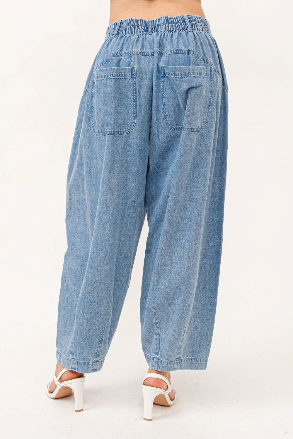 And The Why Elastic Back Pleated Baggy Jeans - Coastal Free Spirit