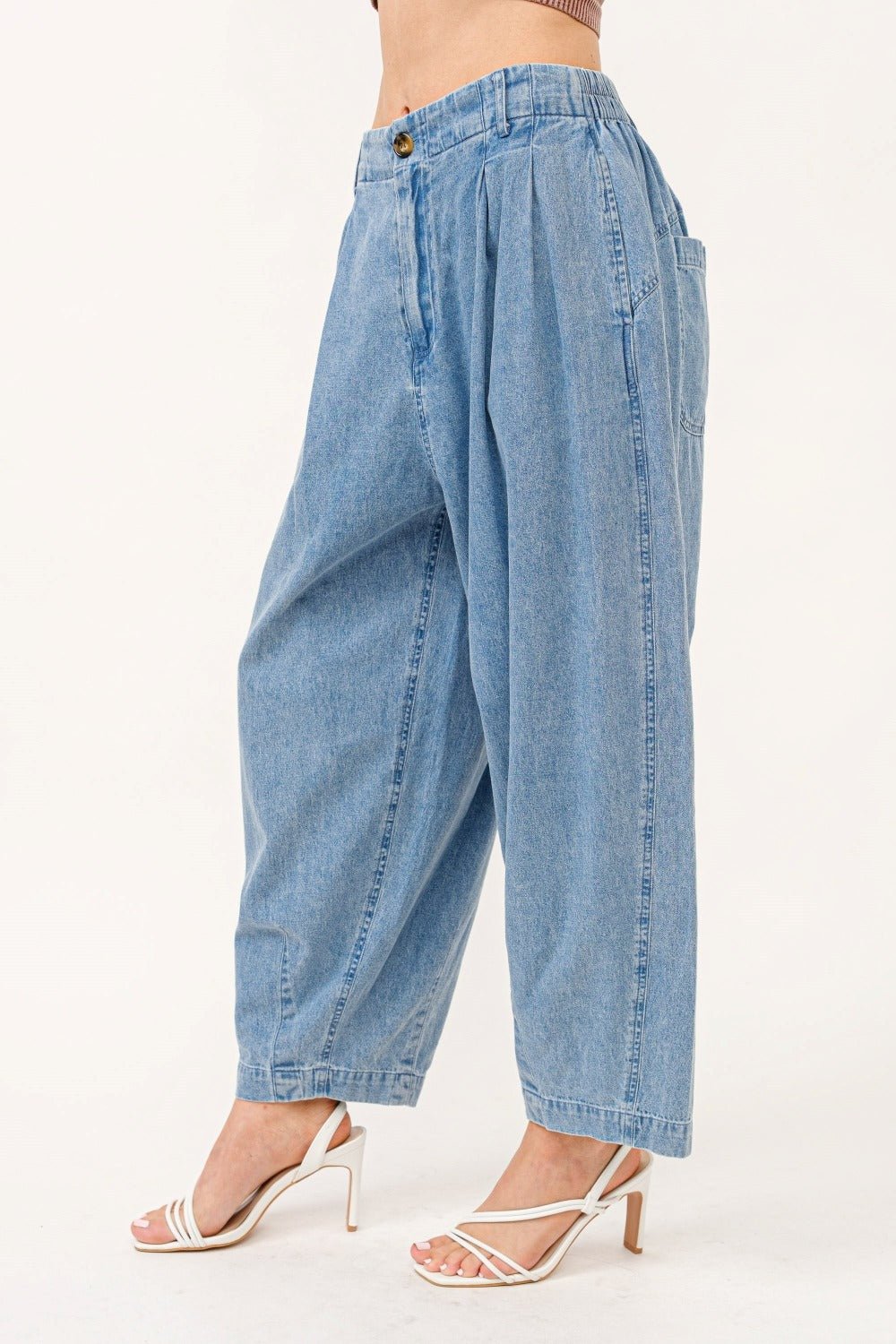 And The Why Elastic Back Pleated Baggy Jeans - Coastal Free Spirit