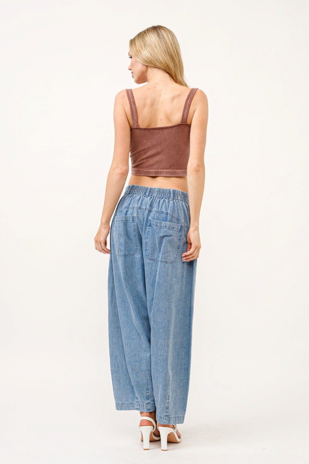 And The Why Elastic Back Pleated Baggy Jeans - Coastal Free Spirit