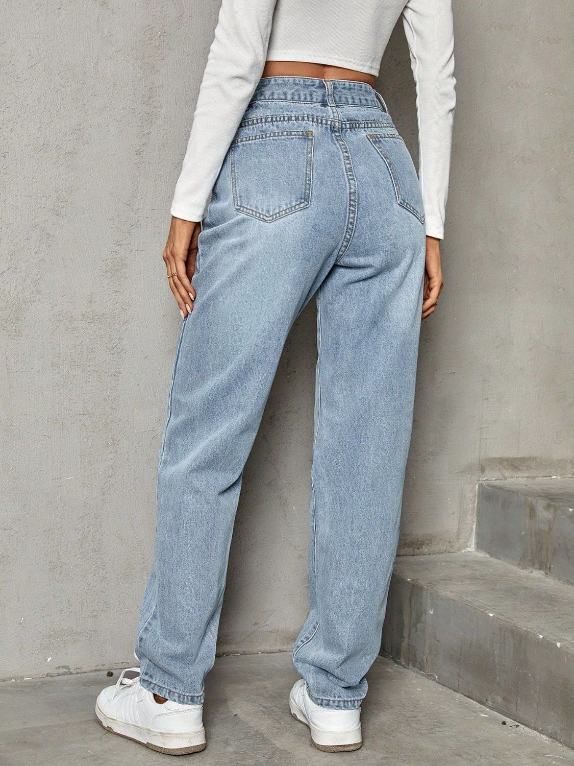 Asymmetric Waist Jeans with Pockets - Coastal Free Spirit