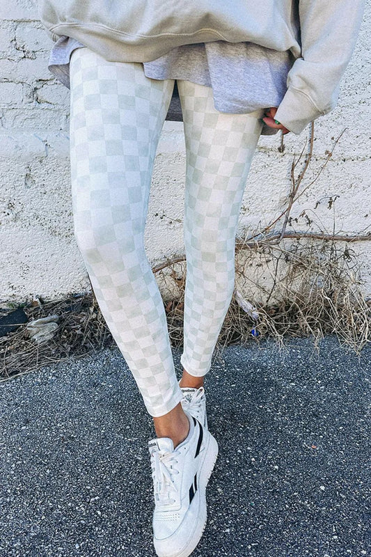 Checkered Elastic Waist Leggings - Coastal Free Spirit