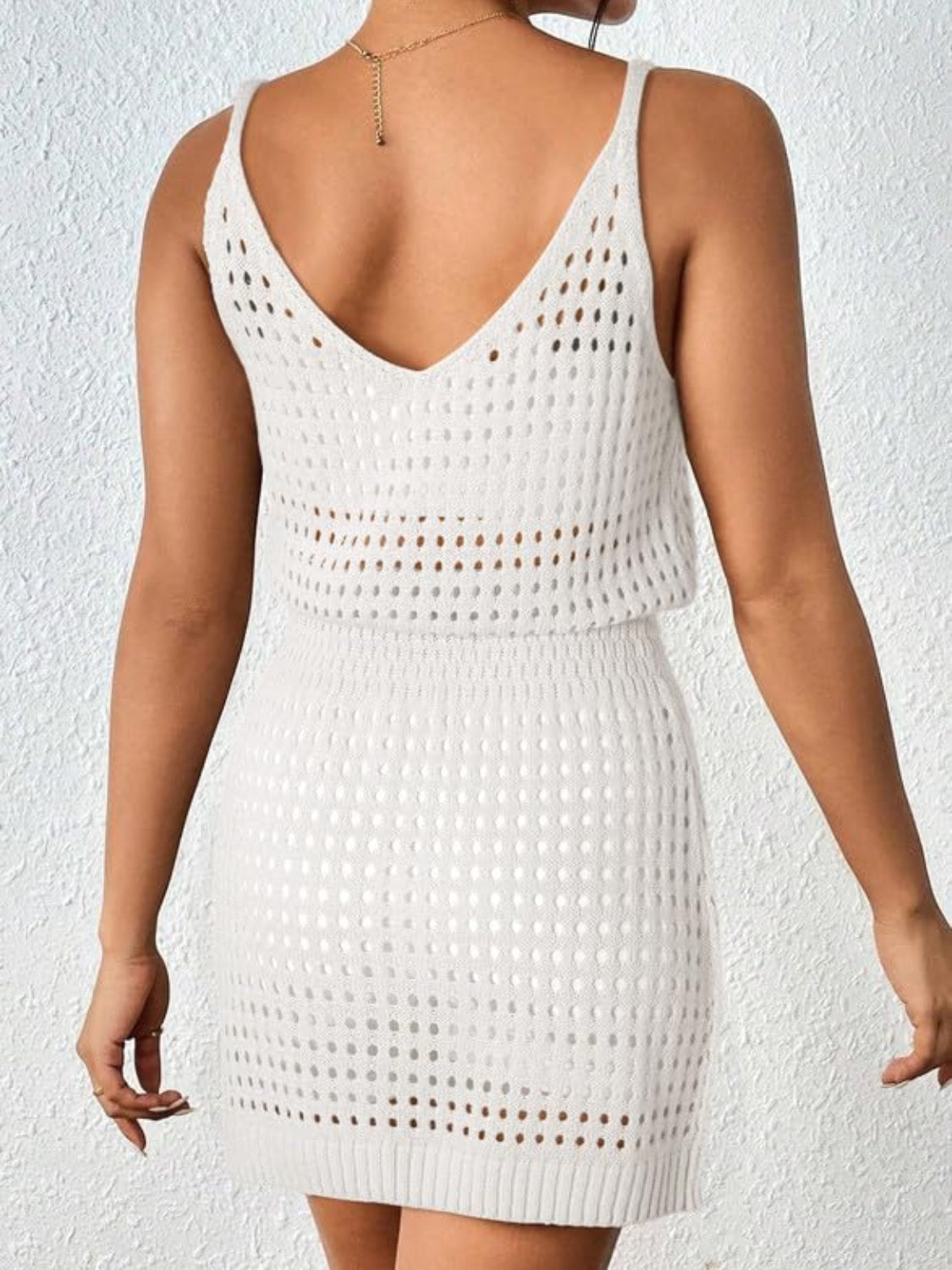 Openwork V-Neck Sleeveless Cover Up Dress